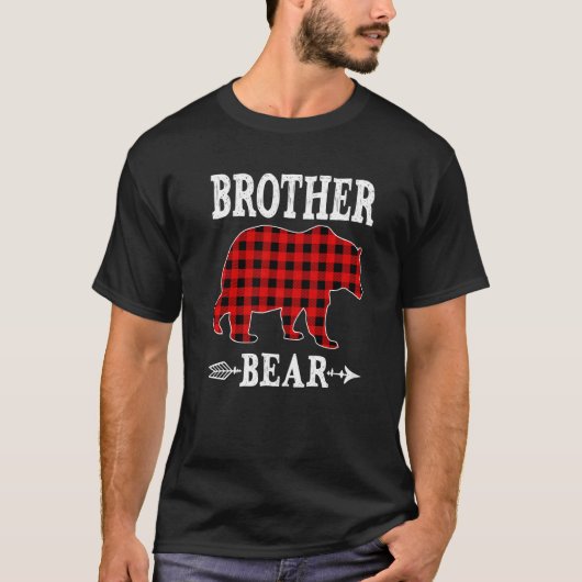 T-shirt Brother Bear Christmas Pajama Red Plaid Buffalo Fa (Devant)