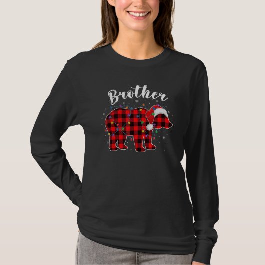 T-shirt Brother Bear Christmas Pajama Red Plaid Buffalo Fa (Devant)