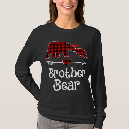 T-shirt Brother Bear Pajama de Noël Rouge Plaid Buffalo Ma (Devant)