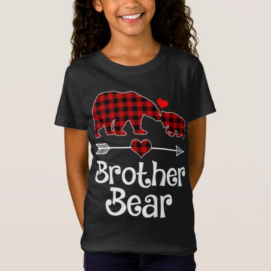 T-Shirt Brother Bear Pajama de Noël Rouge Plaid Buffalo Ma (Devant)
