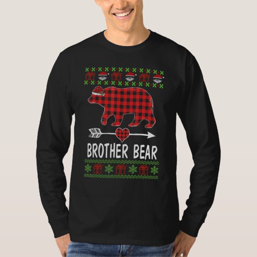 T-shirt Brother Bear Père Noël Red Plaid Family Pajamas Po (Devant)