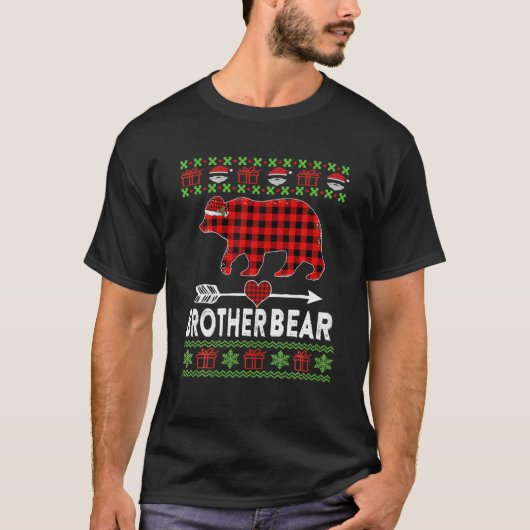 T-shirt Brother Bear Père Noël Red Plaid Family Pajamas Po (Devant)