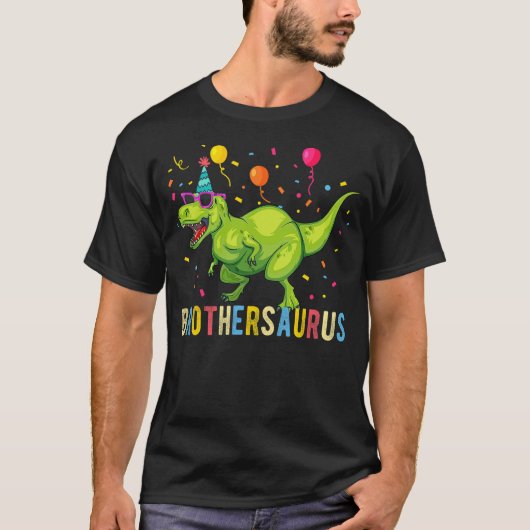 T-shirt Brother Birthday Boy T Rex Dinosaur (Devant)