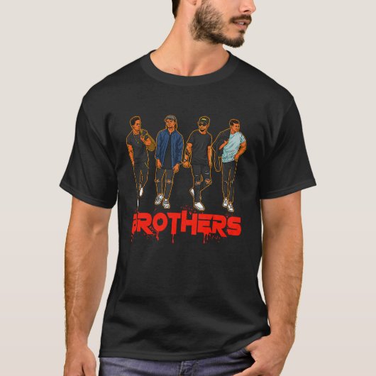 T-shirt Brother Black Hispanic Caucasian Men Friends Broth (Devant)