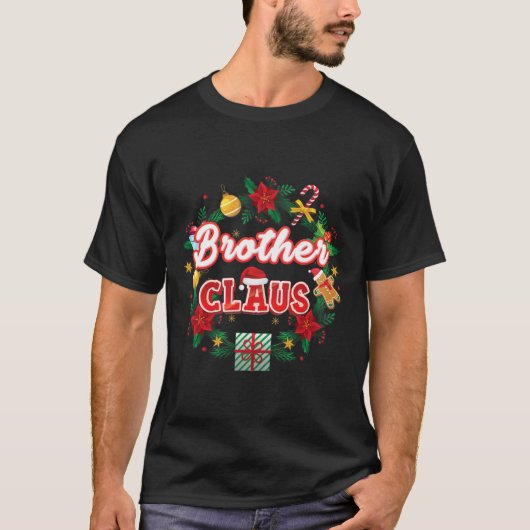 T-shirt Brother Claus Christmas Père Noël Laurel Wreath Mi (Devant)