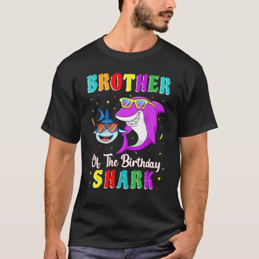 T-shirt Brother Of Shark Birthday Family Birthday Litt (Devant)
