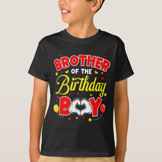 T-shirt Brother Of The Birthday Boy Matching Family Party  (Devant)