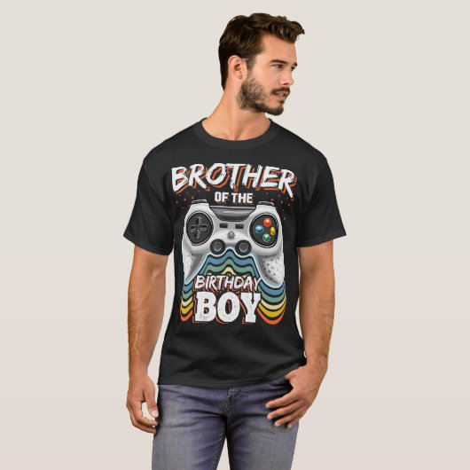 T-shirt Brother of the Birthday Boy Matching Video Jeu Bi (Devant entier)