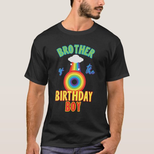 T-shirt Brother Of The Birthday Boy Rainbow Theme Matching (Devant)