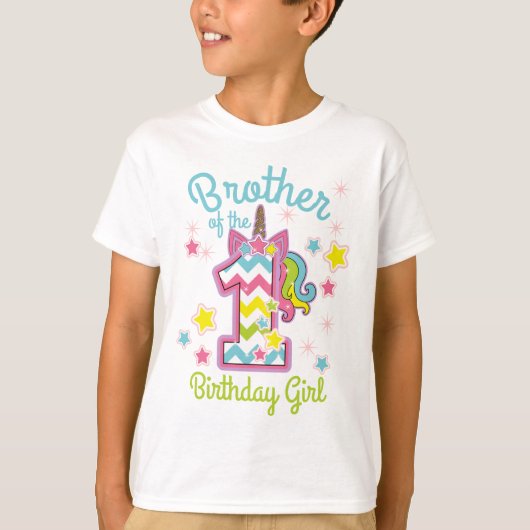 T-shirt Brother of the First birthday Unicorn (Devant)