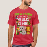 T-shirt Brother of the Wild One Zoo Birthday Safari Jungle<br><div class="desc">Brother of the Wild One Zoo Anniversaire Safari Jungle Animal.</div>
