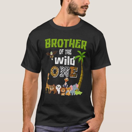 T-shirt Brother Of The Wild One Zoo Thème 1er Anniversaire (Devant)