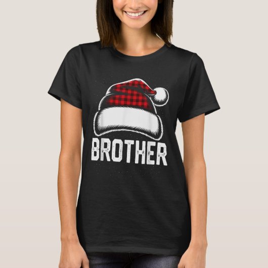 T-shirt Brother Père Noël Red Plaid Famille de Noël Corres (Devant)