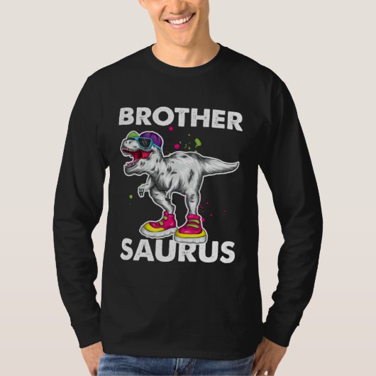 T-shirt Brother Saurus  Boys Rex Bday Party Dinosaur (Devant)