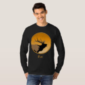 T-shirt Brouillonnant Bull Elk au coucher du soleil Art or (Devant entier)