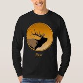 T-shirt Brouillonnant Bull Elk au coucher du soleil Art or (Devant)
