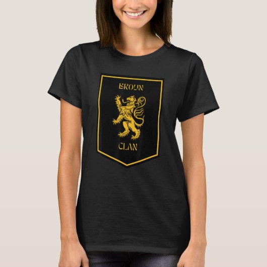T-shirt Broun Clan Scottish Lion Highland Badge (Devant)