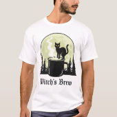 T-shirt Brow Black Cat Cat Moon Design (Devant)