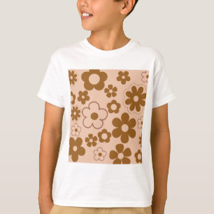 T-shirt Brown Automne Retro Y2K Hippie Flower Motif