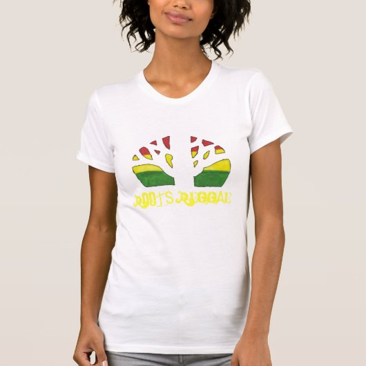 T-shirt Brown de dames de reggae de racines (Devant)