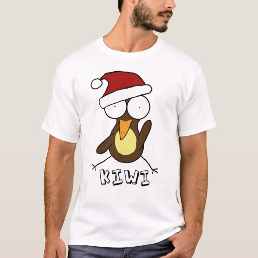 T-shirt Brown de kiwi de Père Noël (Devant)