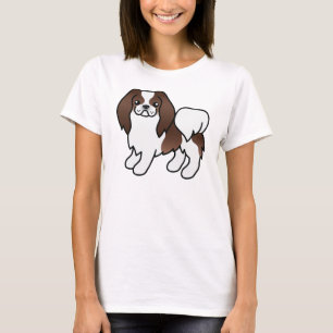 T-shirt Brown Et Blanc Japonais Chin Cute Dessin Cartograp