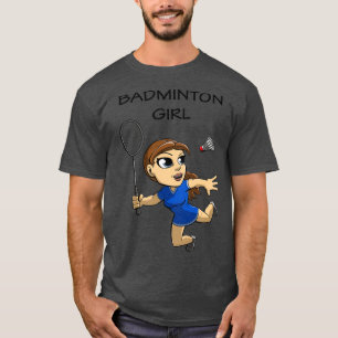 T-shirt Brown Haired Badminton Girl Owl Court T