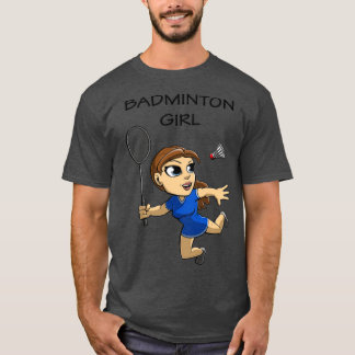 T-shirt Brown Haired Badminton Girl Owl Court T