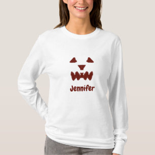 T-shirt Brown Halloween effrayant visage chute ajouter nom
