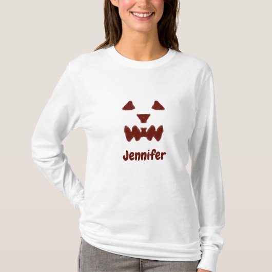 T-shirt Brown Halloween effrayant visage chute ajouter nom (Devant)