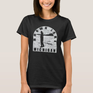 T-shirt Brown Lake Ice Fishing Michigan