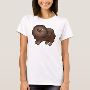 T-shirt Brown mignon caricature Chien de Poméranie