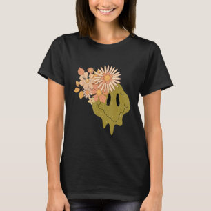 T-shirt Brown Mignonne Retro Happy Face Fleur Super pour f