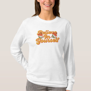 T-shirt Brown Orange Croyez en vous-même long manche