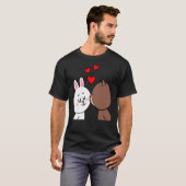T-shirt Brown Ours Cony Lapin Lapin Le Baisson Léger (Devant entier)