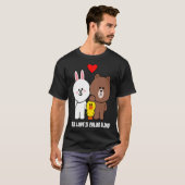 T-shirt Brown Ours Cony Lapin Lapin Véritable Amour Est Co (Devant entier)