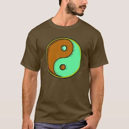 T-shirt Brown vert soufflé Yin Yang (Devant)