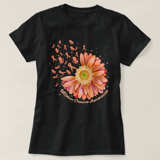 T-shirt Broyer Ruban Hummingbird Sunflower Cancer utérin (Design devant)