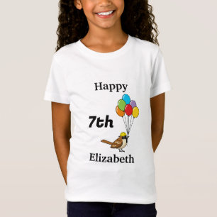 T-Shirt Bruant mignon avec ballons Anniversaire Personna