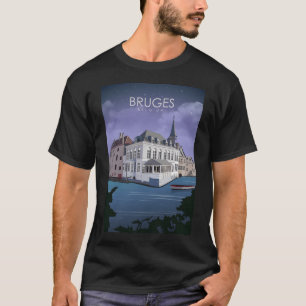 T-shirt Bruges Vintage Minimal Belgique Affiche de voyage