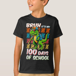 T-shirt Bruh 100 Jours D'Enfants Scolaires Dinosaure 100èm