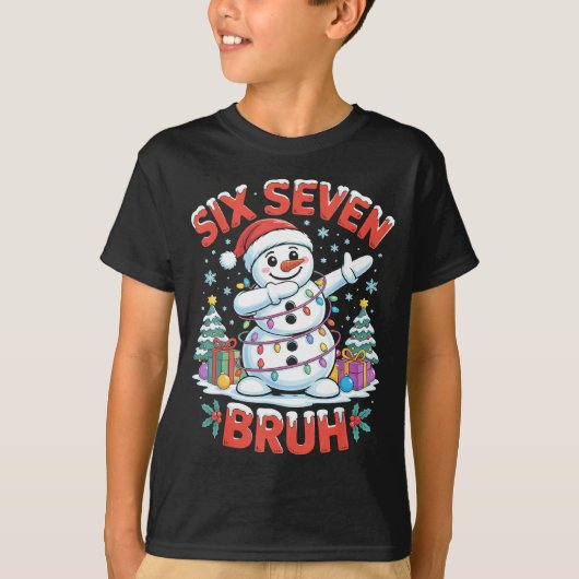 T-shirt Bruh 67 Six Seven Snowman Dabbing Christmas Shirts (Devant)
