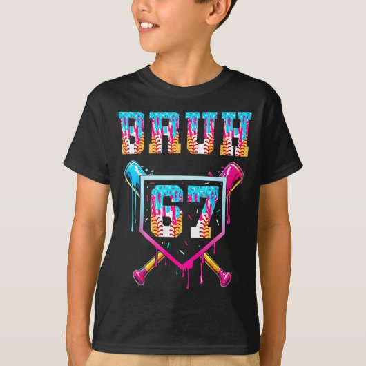 T-shirt Bruh Baseball Ice Cream Drip Number 67 Player 67th (Devant)