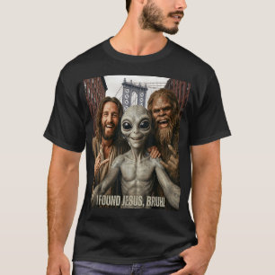 T-shirt Bruh Bigfoot Alien Jésus Rock On Signe De La Main
