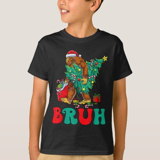 T-shirt Bruh Bigfoot Christmas Funny Christmas Tree Xmas S (Devant)
