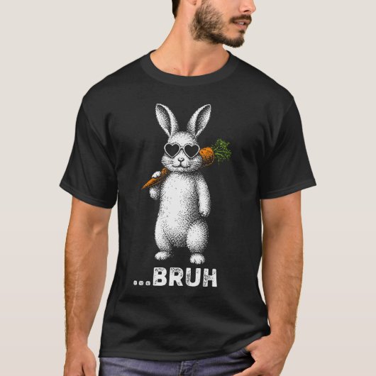 T-shirt Bruh Bunny Face With Sunglasses Easter Day For (Devant)