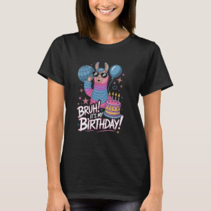 T-shirt Bruh C'est Mon Anniversaire Filles Pinata Lama Fam