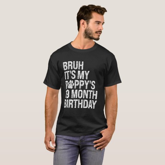 T-shirt Bruh C'est mon chiot 19 mois Anniversaire de mon c (Devant entier)