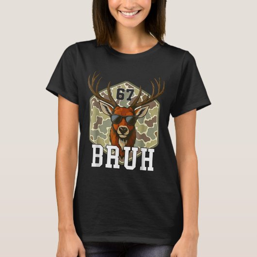 T-shirt Bruh Deer 67 Funny Deer Hunting Camo Hat Youth Tee (Devant)