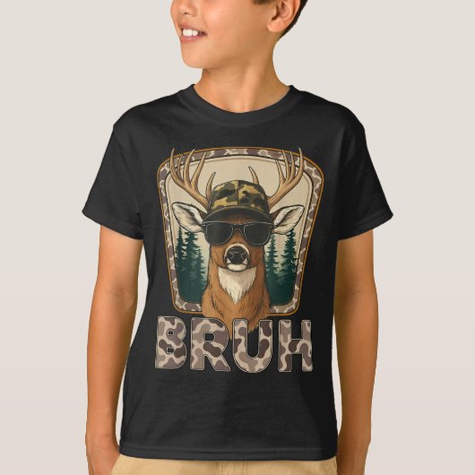 T-shirt Bruh Deer Hunter Funny Deer Hunting Camo Men Teens (Devant)